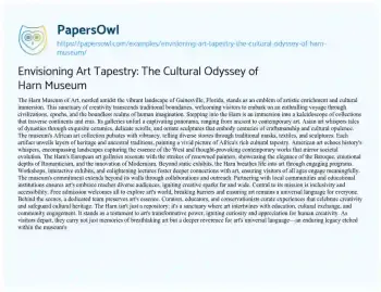 Essay on Envisioning Art Tapestry: the Cultural Odyssey of Harn Museum