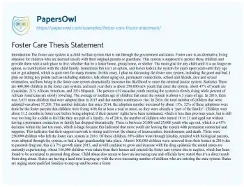 Essay on Foster Care Thesis Statement