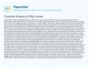 Essay on Character Analysis of Willy Loman