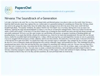 Essay on Nirvana: the Soundtrack of a Generation