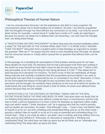 Essay on Philosophical Theories of Human Nature