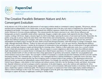 Essay on The Creative Parallels between Nature and Art: Convergent Evolution