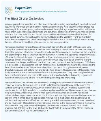 Essay on The Effect of War on Soldiers