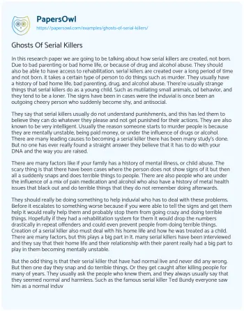 Essay on Ghosts of Serial Killers