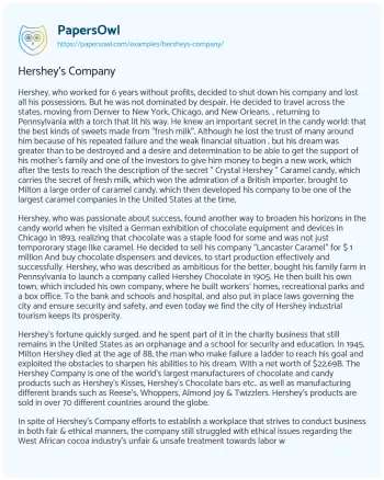 Essay on Hershey’s Company