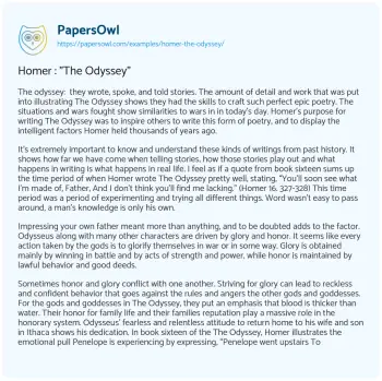 Essay on Homer : “The Odyssey”