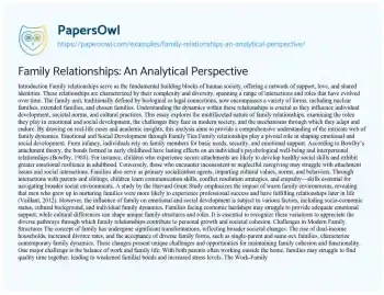 Essay on Family Relationships: an Analytical Perspective