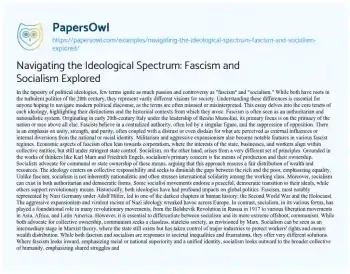 Essay on Navigating the Ideological Spectrum: Fascism and Socialism Explored