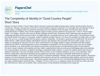 Essay on The Complexity of Identity in “Good Country People” Short Story