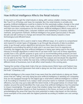 Essay on How Artificial Intelligence Affects the Retail Industry