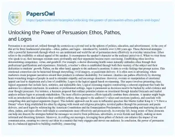 Essay on Unlocking the Power of Persuasion: Ethos, Pathos, and Logos