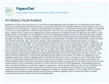 Essay on Art History Visual Analysis