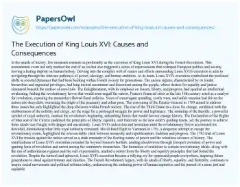 Essay on The Execution of King Louis XVI: Causes and Consequences