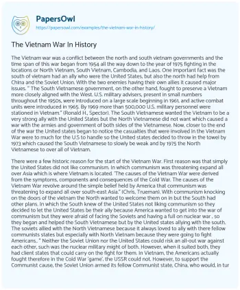 Essay on The Vietnam War in History