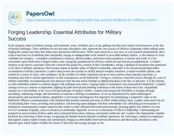 Essay on Forging Leadership: Essential Attributes for Military Success