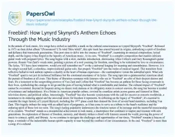 Essay on Freebird’: how Lynyrd Skynyrd’s Anthem Echoes through the Music Industry