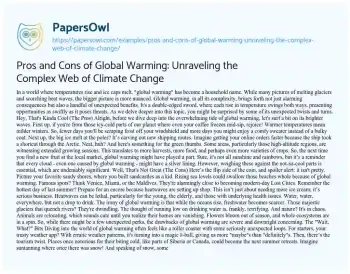 Essay on Pros and Cons of Global Warming: Unraveling the Complex Web of Climate Change