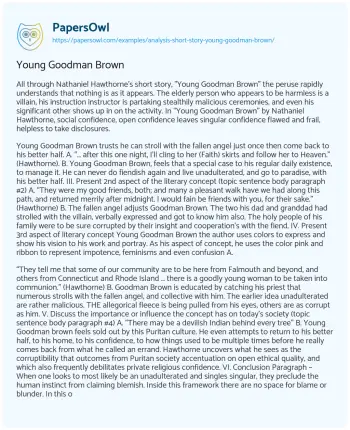 Essay on Young Goodman Brown