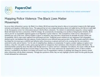 Essay on Mapping Police Violence: the Black Lives Matter Movement