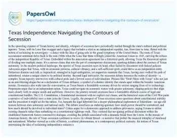 Essay on Texas Independence: Navigating the Contours of Secession