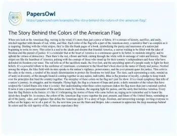 Essay on The Story Behind the Colors of the American Flag