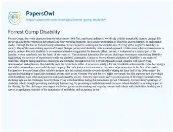 Essay on Forrest Gump Disability