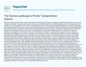 Essay on The Diverse Landscape of Public Transportation Options