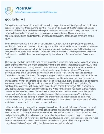 Essay on 1300 Italian Art