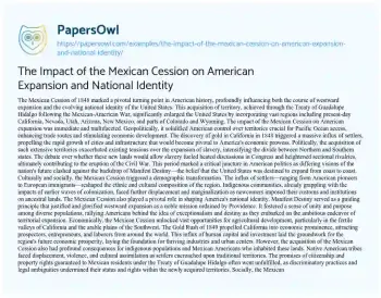 Essay on The Impact of the Mexican Cession on American Expansion and National Identity