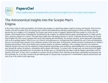 Essay on The Astronomical Insights into the Scorpio Man’s Enigma