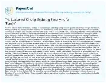 Essay on The Lexicon of Kinship: Exploring Synonyms for “Family”