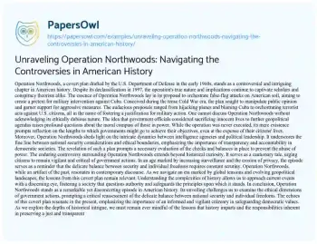 Essay on Unraveling Operation Northwoods: Navigating the Controversies in American History