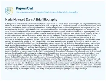 Essay on Marie Maynard Daly: a Brief Biography