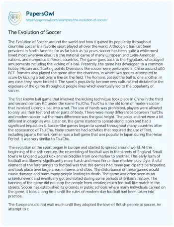 Essay on The Evolution of Soccer