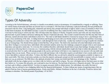 Essay on Types of Adversity