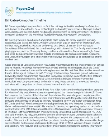 Essay on Bill Gates-Computer Timeline