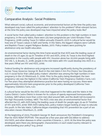 Essay on Comparative Analysis : Social Problems