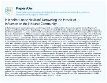 Essay on Is Jennifer Lopez Mexican? Unraveling the Mosaic of Influence on the Hispanic Community