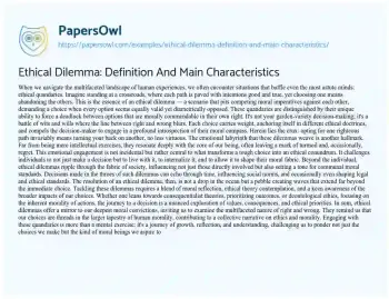 Essay on Ethical Dilemma: Definition and Main Characteristics