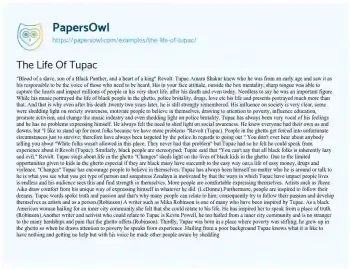 Essay on The Life of Tupac