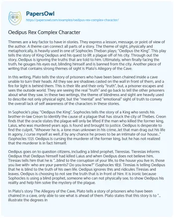 Essay on Oedipus Rex Complex Character