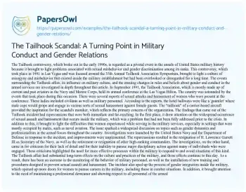 Essay on The Tailhook Scandal: a Turning Point in Military Conduct and Gender Relations