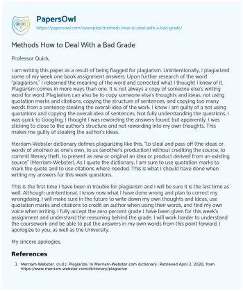 Essay on Methods how to Deal with a Bad Grade