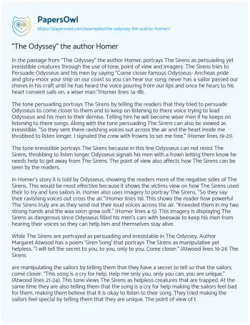 Essay on “The Odyssey” the Author Homer