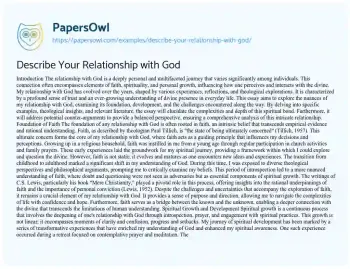 Essay on Describe your Relationship with God