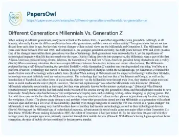 Essay on Millennials and their Distinct Role Among Generations