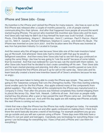 Essay on IPhone and Steve Jobs – Essay