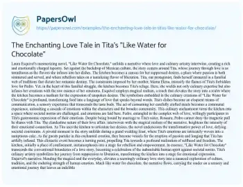 Essay on The Enchanting Love Tale in Tita’s “Like Water for Chocolate”