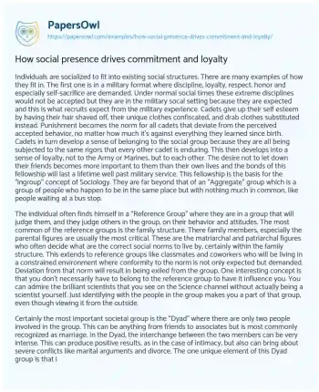 Essay on How Social Presence Drives Commitment and Loyalty