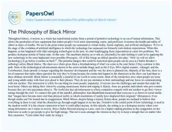 Essay on The Philosophy of Black Mirror